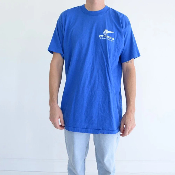 Fruit Of The  Loom Pan American Boeing 377 Stratocruiser Plane Puff Print Shirt - Picture 2 of 9